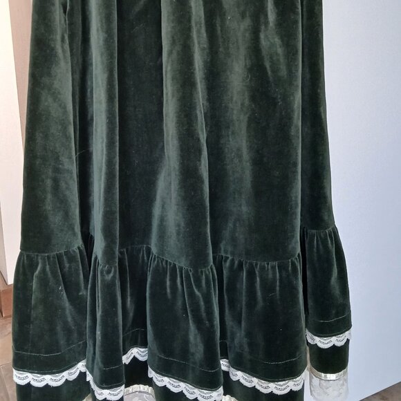 Gunne Sax Vintage dark green cotton velvet skirt Size 5 - Picture 1 of 12